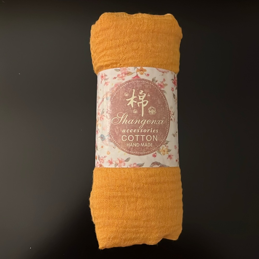 Shangenxi Accessories Cotton Handmade Orange Scarf